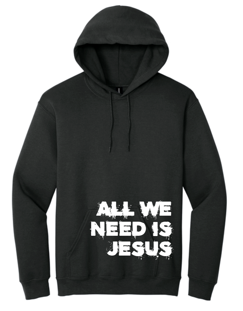 All We Need is Jesus: Softstyle Elevated Hooded Sweatshirt (black)