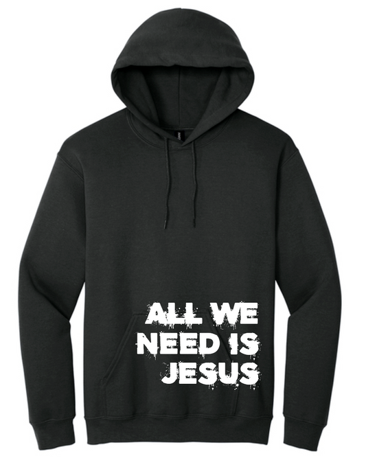 All We Need is Jesus: Softstyle Elevated Hooded Sweatshirt (black)