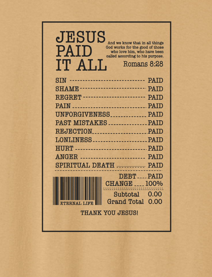 Jesus Paid it All: Basic S/S T-shirt (old gold)