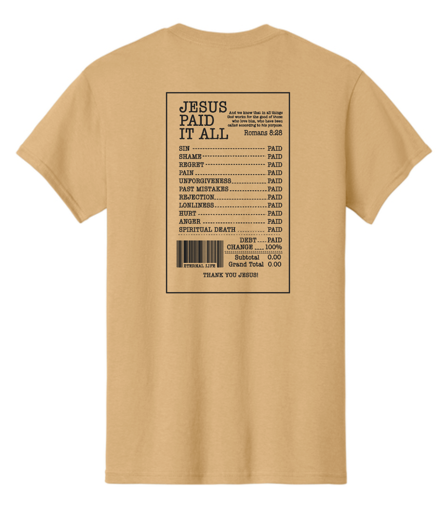 Jesus Paid it All: Basic S/S T-shirt (old gold)