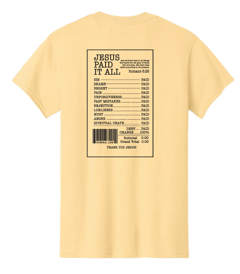 Jesus Paid it All: Basic S/S T-shirt (yellow)
