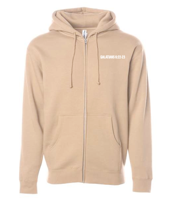 Fruit of the Spirit: Independent Trading Elevated Full Zip Hooded Sweatshirt (sandstone)