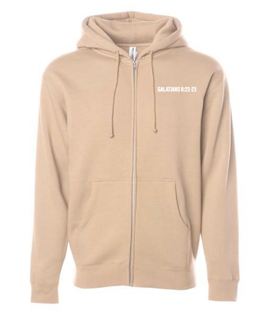 Fruit of the Spirit: Independent Trading Elevated Full Zip Hooded Sweatshirt (sandstone)