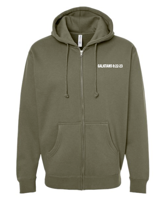 Fruit of the Spirit: Independent Trading Elevated Full Zip Hooded Sweatshirt (army)