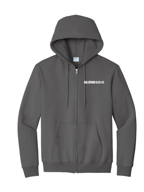 Fruit of the Spirit: Port & Co Basic Zip Hooded Sweatshirt (charcoal)