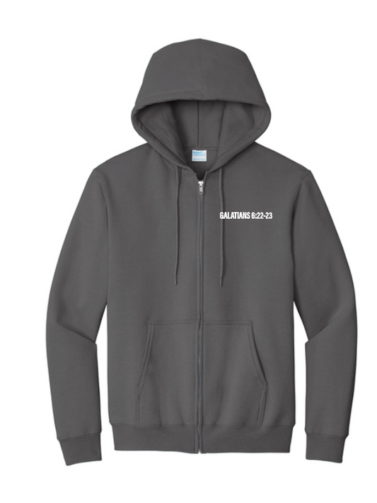 Fruit of the Spirit: Port & Co Basic Zip Hooded Sweatshirt (charcoal)