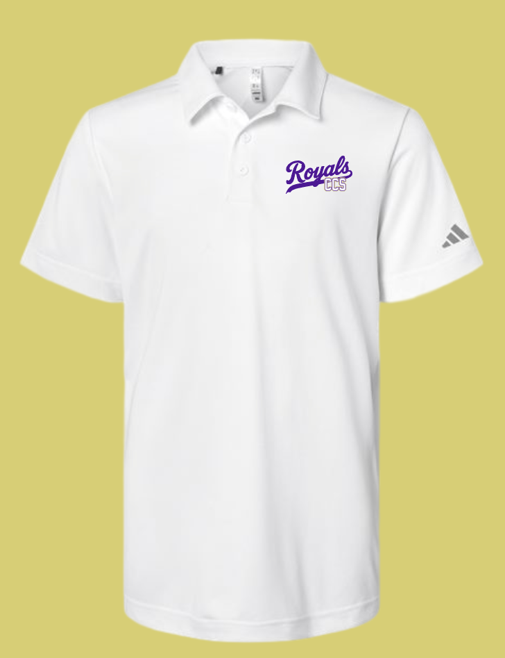 Fan Gear (8275) "Script Royals" Design Adidas Polo~Youth (white)