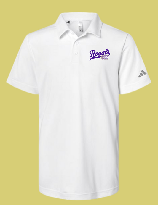 Fan Gear (8275) "Script Royals" Design Adidas Polo~Youth (white)