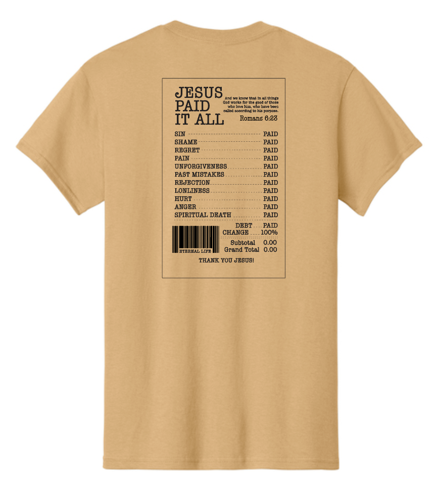 Jesus Paid it All: Basic S/S T-shirt (old gold)