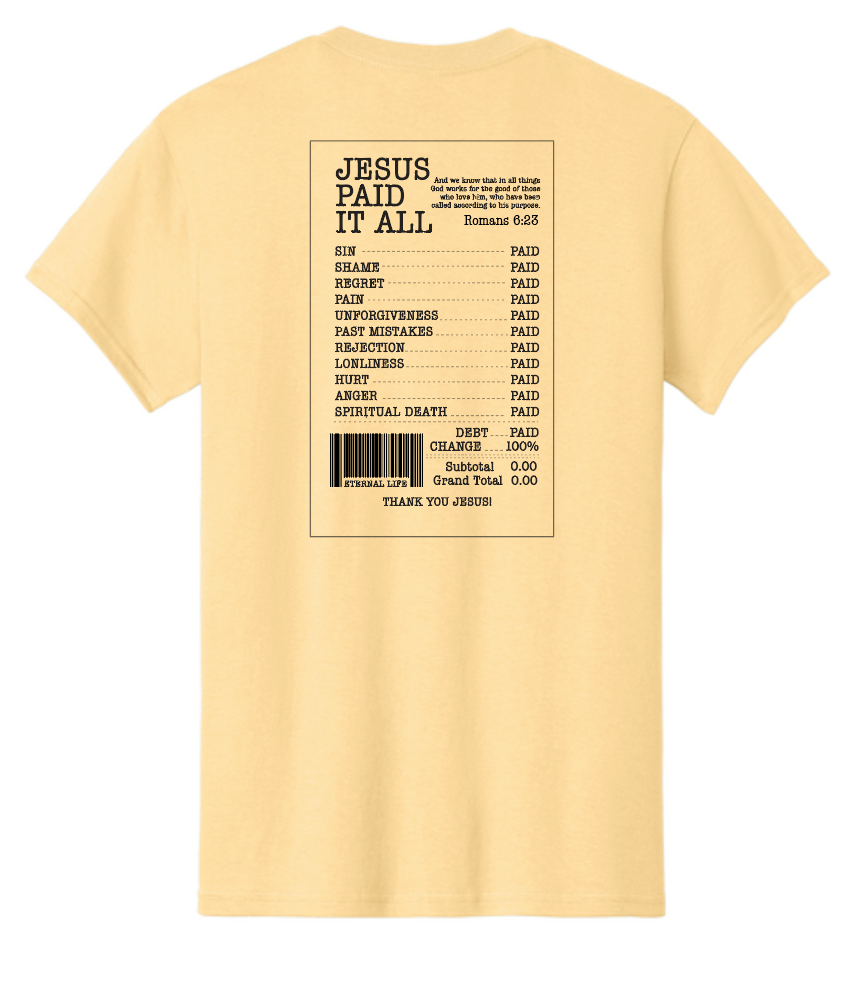 Jesus Paid it All: Basic S/S T-shirt (yellow)