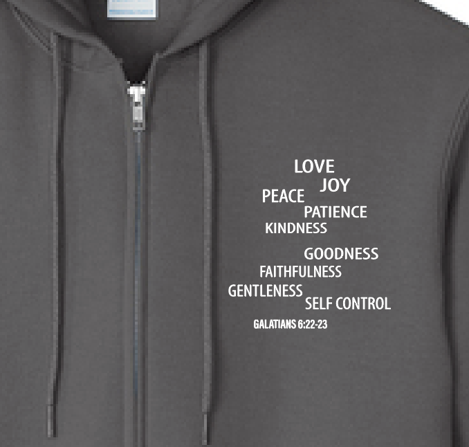 Fruit of the Spirit: Port & Co Basic Zip Hooded Sweatshirt (charcoal)