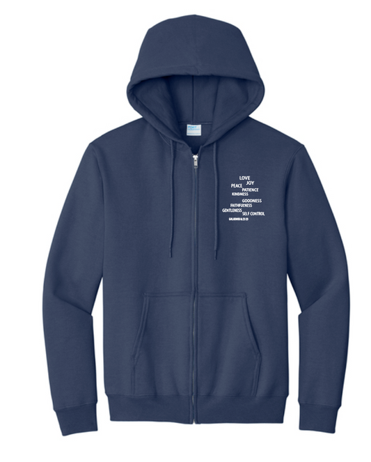 Fruit of the Spirit: Gildan Basic Zip Hooded Sweatshirt (navy)