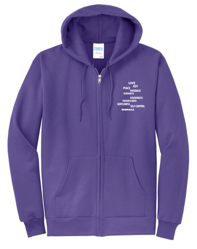 Fruit of the Spirit: Port & Co Basic Zip Hooded Sweatshirt (purple)