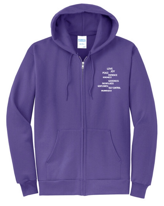 Fruit of the Spirit: Port & Co Basic Zip Hooded Sweatshirt (purple)
