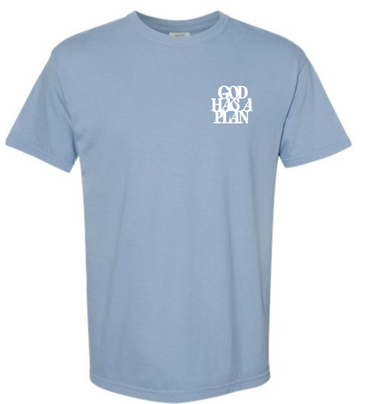 God Has a Plan: Comfort Colors S/S T-shirt (washed denim)