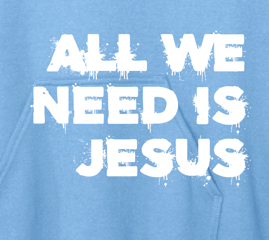 All We Need is Jesus: Softstyle Elevated Hooded Sweatshirt (blue)