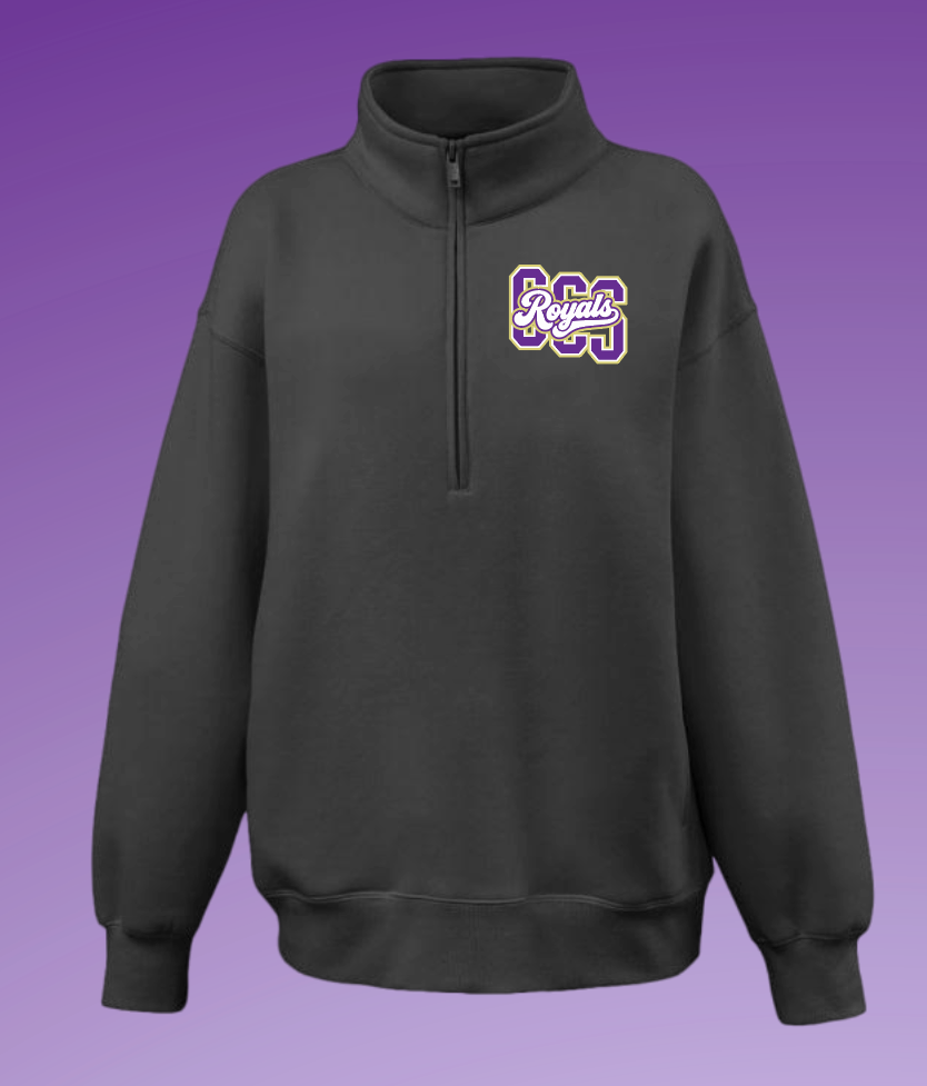 Fan Gear (8277) Pennant Sportswear Women's Oversized 1/4 Zip Sweatshirt (black)