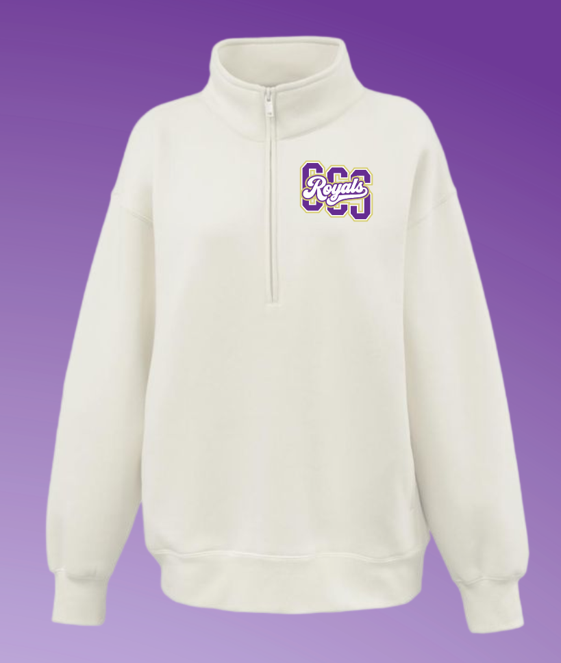 Fan Gear (8277) Pennant Sportswear Women's Oversized 1/4 Zip Sweatshirt (cream)