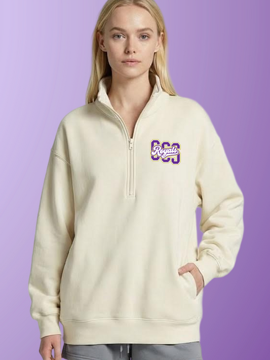Fan Gear (8277) Pennant Sportswear Women's Oversized 1/4 Zip Sweatshirt (cream)