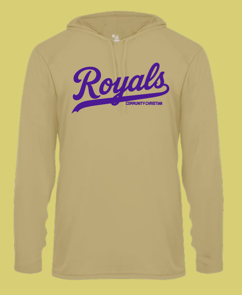 Fan Gear (8017) Badger L/S Hooded Moisture Wicking T-shirt (old gold)