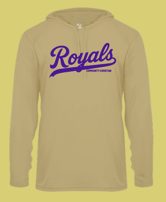 Fan Gear (8017) Badger L/S Hooded Moisture Wicking T-shirt (old gold)