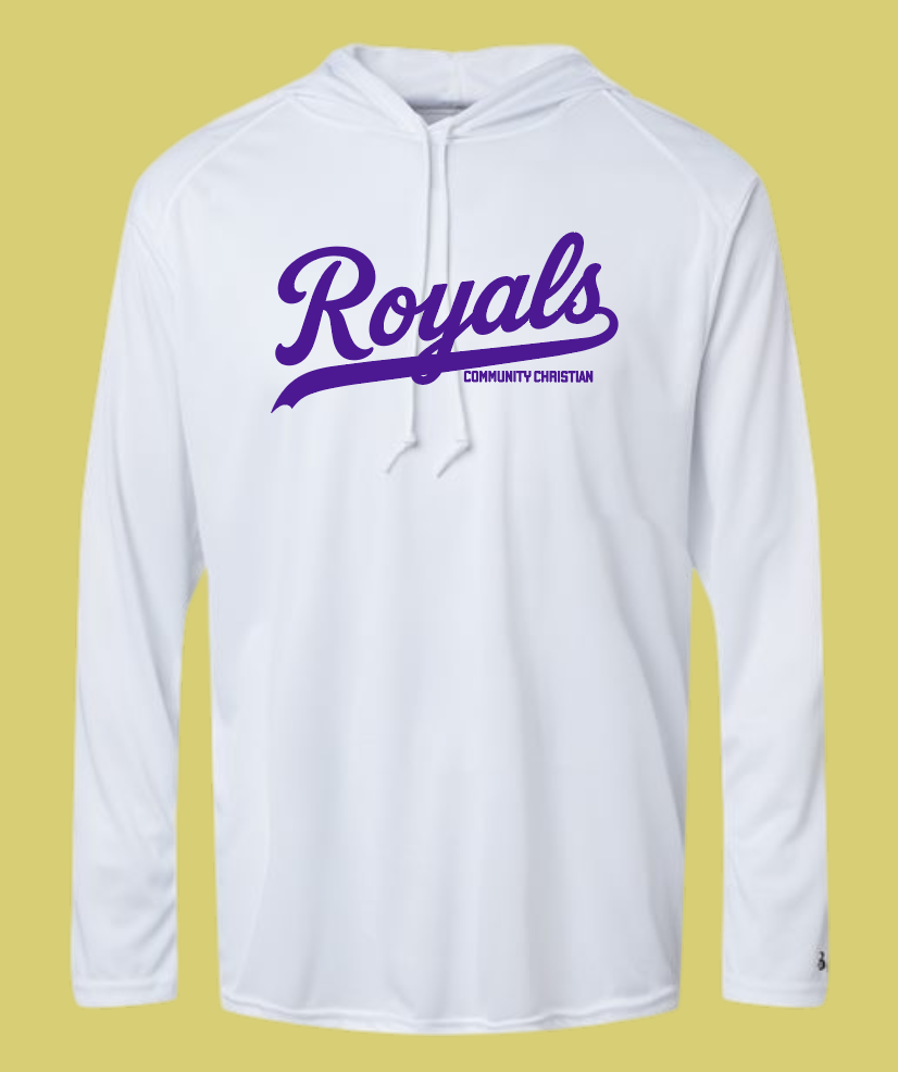 Fan Gear (8017) Badger L/S Hooded Moisture Wicking T-shirt (white)