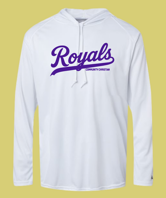 Fan Gear (8017) Badger L/S Hooded Moisture Wicking T-shirt (white)