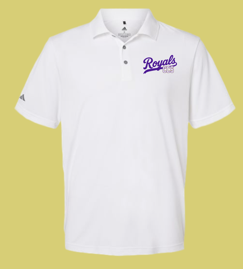 Fan Gear (8275) "Script Royals" Design Adidas Performance Polo (white)