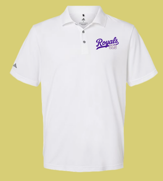 Fan Gear (8275) "Script Royals" Design Adidas Performance Polo (white)