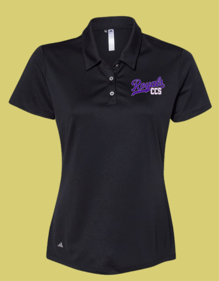 Fan Gear (8275) "Script Royals" Design Adidas Performance Polo~Women's (black)